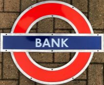 London Underground enamel PLATFORM ROUNDEL from Bank Station on the Central and Northern Lines. This