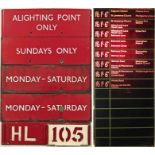 Selection (6) of London Transport bus items comprising 4 x bus stop enamel G-PLATES, a DM or