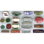 Quantity (19) of 1950s-70s bus UNIFORM BADGES (driver, conductor, inspector etc) from a wide range