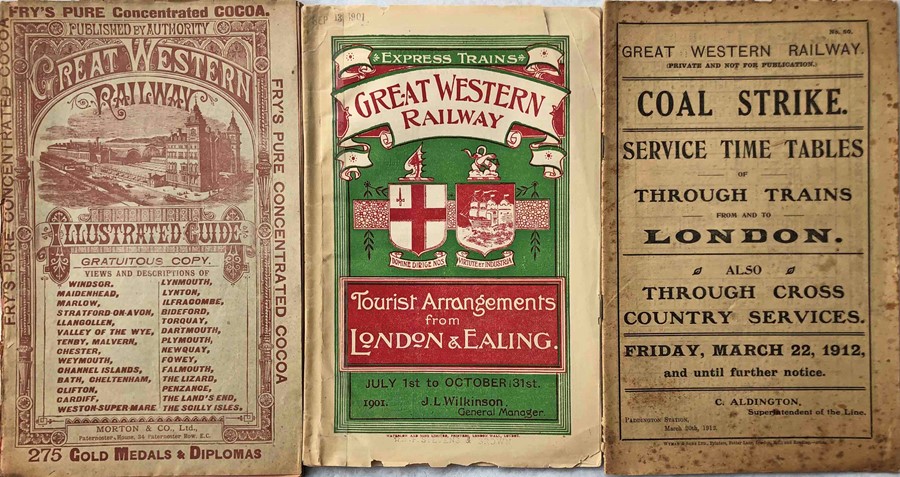 Selection (3) of Great Western Railway (GWR) items comprising c1900 ILLUSTRATED GUIDE with views &