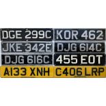 Selection [8] of bus and coach REGISTRATION PLATES comprising DGE 299C (1965 Glasgow Atlantean