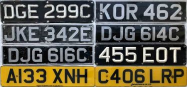 Selection [8] of bus and coach REGISTRATION PLATES comprising DGE 299C (1965 Glasgow Atlantean