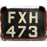 London Trolleybus rear REGISTRATION PLATE from 1940 L3 class 1473. 1473 was one of London's last