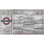 1923 London Underground MAP of the Electric Railways of London "What to see and how to travel".
