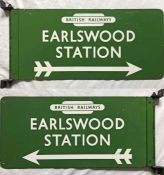 British Railways (Southern Region) double-sided STATION DIRECTION SIGN for Earlswood Station on