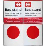 Pair of most unusual London Transport 1990s enamel BUS STOP FLAGS, the first an example lettered '