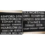 London Transport Routemaster DESTINATION BLIND from Hounslow (AV) garage dated 7.2.73 and coded 'NN'