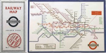 1935 London Underground diagrammatic, card POCKET MAP designed by Henry Beck. This is issue No 1,