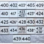 Quantity (22) of London Transport bus stop enamel E-PLATES, all from the southern Country Area and