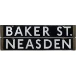 London Underground CO/CP Stock enamel CAB DESTINATION PLATE for Baker St./Neasden on the