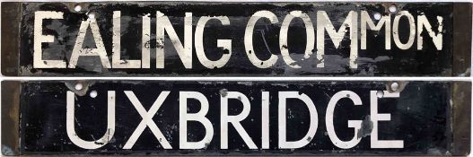 London Underground Standard or 38-Stock CAB DESTINATION PLATE Ealing Common / Uxbridge on the