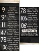 London Transport Routemaster DESTINATION BLIND from Dalston (D) garage dated 16.1.68 and coded '