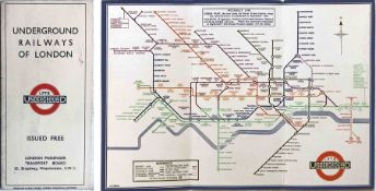 1933 London Underground H C Beck diagrammatic, card POCKET MAP from the first-year series titled '