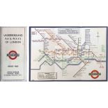 1933 London Underground H C Beck diagrammatic, card POCKET MAP from the first-year series titled '