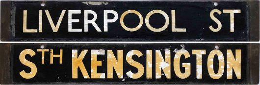 London Underground O/P/CO/CP CAB DESTINATION PLATE Liverpool St / Sth Kensington, presumably used