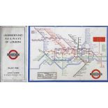 1933 London Underground H C Beck diagrammatic, card POCKET MAP from the first-year series titled '