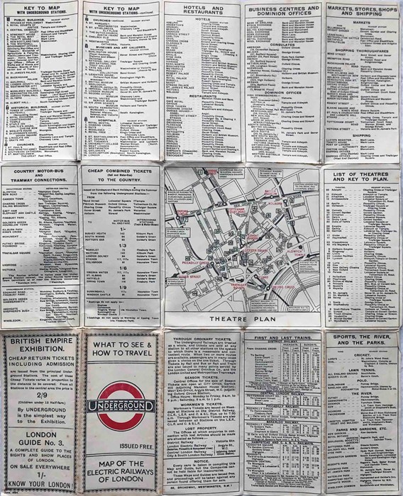 1924 London Underground POCKET MAP of the Electric Railways of London "What to see and how to - Image 2 of 2