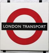 1950s/60s London Transport enamel BUS STOP SIGN 'London Transport' from a 'Keston' wooden bus