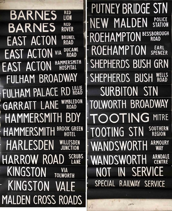 London Transport DESTINATION BLIND for a DMS Fleetline from Shepherds Bush (S) garage dated 23.12.82