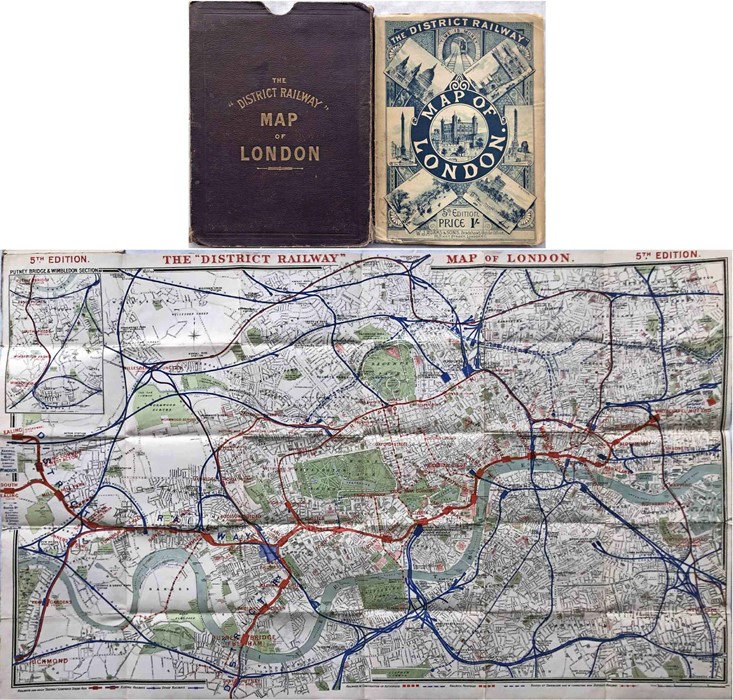 c1892 District Railway Map of London, 5th edition (1st version). It shows the the world's first