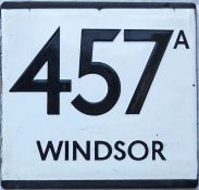 London Transport bus stop enamel E-PLATE for route 457A destinated Windsor. Possibly from Uxbridge