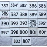 Quantity (22) of London Transport bus stop enamel E-PLATES, all from the northern Country Area and