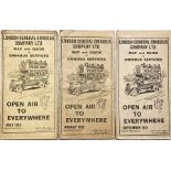 Selection (3) of 1912 London General Omnibus Co POCKET MAPS and GUIDES TO OMNIBUS SERVICES. Early