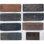 Selection (8) of 1930s onwards vehicle brass BODYPLATES from Metropolitan-Cammell Carriage & Wagon