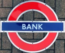 London Underground enamel PLATFORM ROUNDEL from Bank Station on the Central and Northern Lines. This