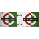 1950s/60s London Transport enamel BUS & COACH STOP FLAG (Bus Compulsory, Coach Request). A double-