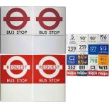 Pair of London Transport enamel BUS STOP FLAGS (Compulsory and Request). E6-size, double-sided '