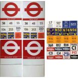 Pair of London Transport enamel BUS STOP FLAGS (Compulsory and Request). E9-size, double-sided '