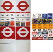 Pair of London Transport enamel BUS STOP FLAGS (Compulsory and Request). E9-size, double-sided '