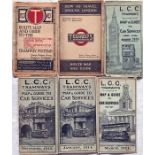 Selection (6) of early London tramways POCKET MAPS comprising Underground Group issues c1914 (very