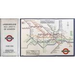 1933 London Underground H C Beck diagrammatic, card POCKET MAP from the first-year series titled '