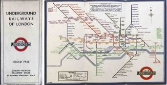 1933 London Underground H C Beck diagrammatic, card POCKET MAP from the first-year series titled '