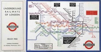 1933 London Underground H C Beck diagrammatic, card POCKET MAP from the first-year series titled '