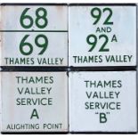 Selection (4) of London Transport bus stop enamel E-PLATES for Thames Valley routes 68/69, 92 & 92A,