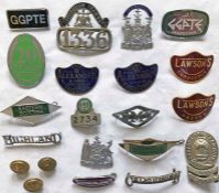 Quantity (21) of 1950s-70s bus UNIFORM BADGES & BUTTONS (driver, conductor, inspector etc) from a