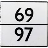 London Transport bus stop enamel E-PLATE for routes 69/97. We think this was probably one of the