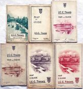 Selection (6) of LCC Tramways POCKET MAPS comprising issues dated 11/21, 5/22, 10/22, 5/23, 11/23