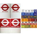 Pair of London Transport enamel BUS STOP FLAGS (Compulsory and Request). E6-size, double-sided '