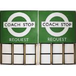 London Transport enamel COACH STOP FLAG (Request). A 1950s/60s 'bullseye'-style, E6-size, double-