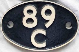 British Railways (Western Region) cast-iron LOCOMOTIVE SHEDPLATE 89C used by Machynlleth until 1963.