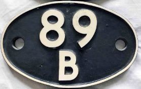 British Railways (Western Region) cast-iron LOCOMOTIVE SHEDPLATE 89B used by Brecon until 1959 and