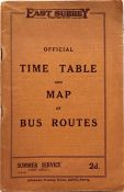 1929 East Surrey Traction Co Ltd TIMETABLE BOOKLET 'Official Time Table and Map of Bus Routes'.