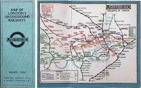 c1928/9 London Underground linen-card POCKET MAP from the Stingemore-designed series of 1925-32.