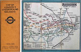 1927 London Underground linen-card POCKET MAP from the Stingemore-designed series of 1925-32. This