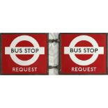 1940s/50s London Transport enamel BUS STOP FLAG, the 'request' version. Double-sided with two enamel