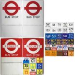 Pair of London Transport enamel BUS STOP FLAGS (Compulsory and Request). E9-size, double-sided '
